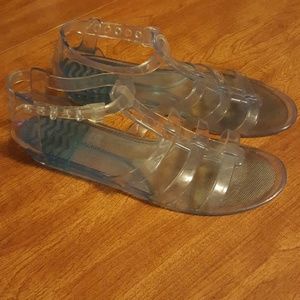 Max Azria blue jelly shoes